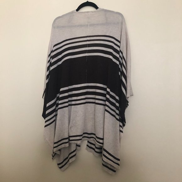 H&M Boho Striped Poncho Cardigan | Open Front Neutral Layer | XS–M Fit - Picture 5 of 10